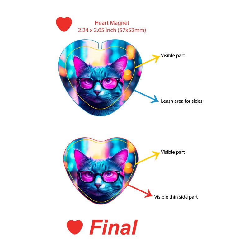 Heart Pin Button Badge 2.24 x 2.05 inch (57x52mm)